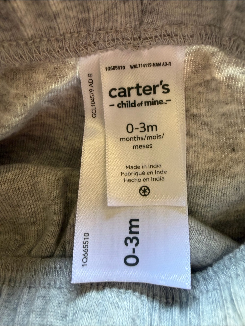 Carter's Heather Light Gray Baby Joggers - Elastic Waist - Picture 3 of 5